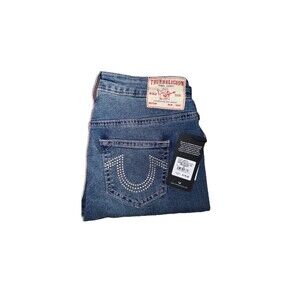 True Religion Blue Denim Skinny Jeans Rhinestone Logo 5-Pocket Women